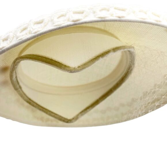 Vintage 1950s Ivory Mushroom Hat Daisy Lace Trim & Net Veil Bridal Cocktail - Picture 11 of 14